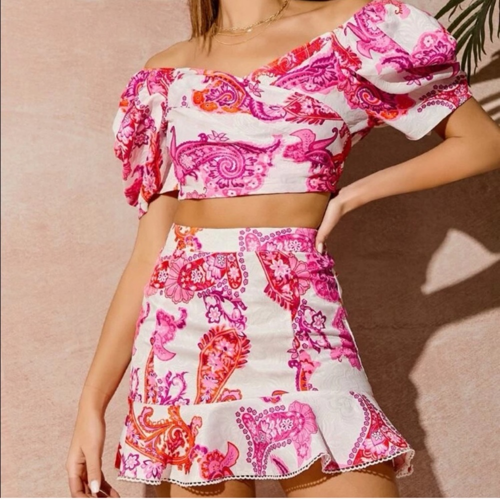 Shein Pink Paisley 2 piece set